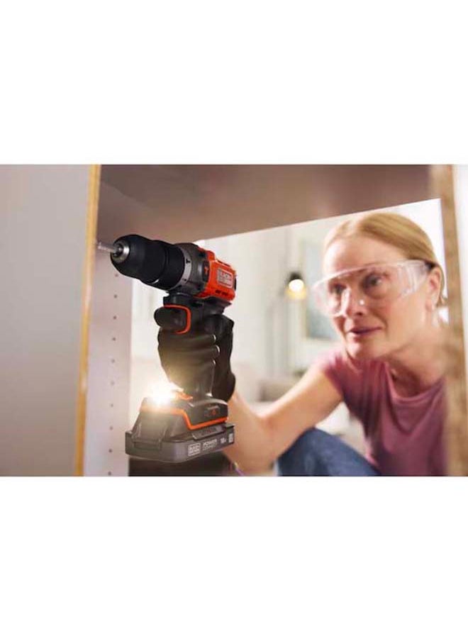 BLACK+DECKER 18V Powerconnect Cordless Hammer Drill (With 2 x 2.0Ah State Of Charge Batteries, 1A Charger and Kitbox)  - Image 5
