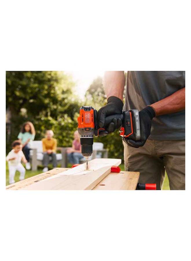 BLACK+DECKER 18V Powerconnect Cordless Hammer Drill (With 2 x 2.0Ah State Of Charge Batteries, 1A Charger and Kitbox)  - Image 4