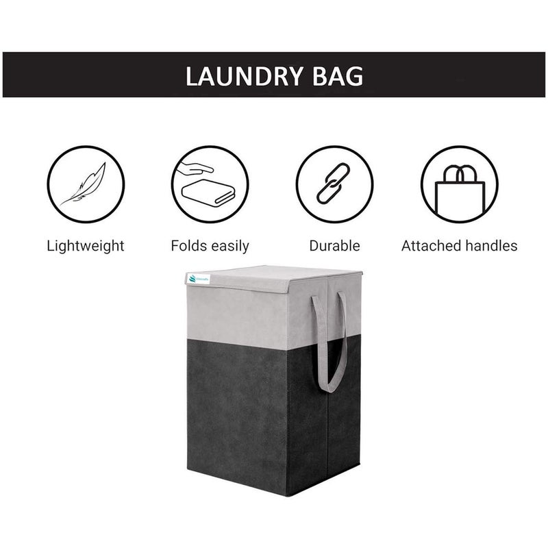 Unicrafts 75 LTR Laundry Basket for Clothes with Lid Laundry Bag Foldable Laundry Bag for Clothes Clothes Basket Basket for Clothes Storage Toy Storage Basket 36x36x53cm Black - Image 4