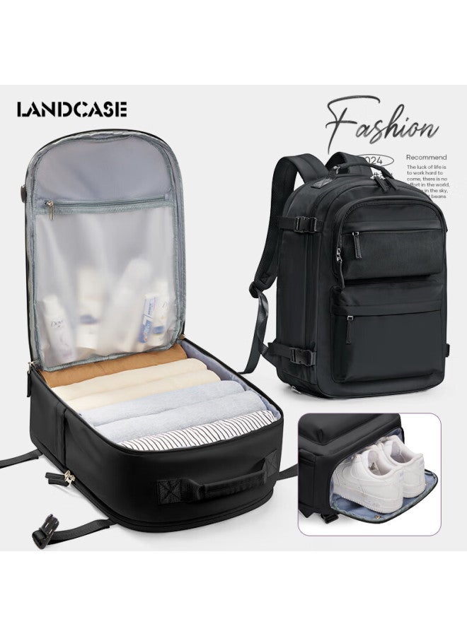 Landcase Backpack Travel Bag Large Capacity Women's Shoulder Bag Short-distance Travel Bag Business Travel Bag Men 3757 Black - Image 1