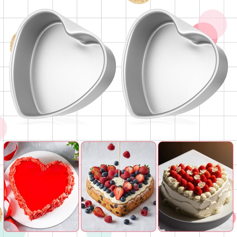 Qulkws 3 PCS 8 Inch Aluminum Heart Cake Molds, Heart Shaped Cake Pans, Cake Baking Supplies, Heat-Resistant DIY Baking Tool for Wedding, Birthday Party, Engagement, Valentine Day - Image 5