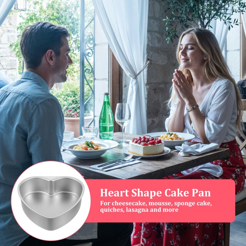 Qulkws 3 PCS 8 Inch Aluminum Heart Cake Molds, Heart Shaped Cake Pans, Cake Baking Supplies, Heat-Resistant DIY Baking Tool for Wedding, Birthday Party, Engagement, Valentine Day - Image 4