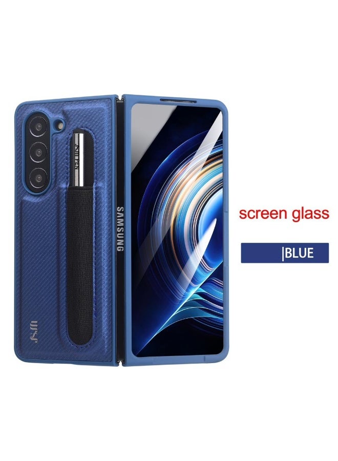 JSJM GALAXY  FOLD 6 - JSJM CASE WITH PEN + GLASS COVER CASE FOR SAMSUNG GALAXY FOLD 6 ( Design - 118 ) [Blue Color] - Image 1