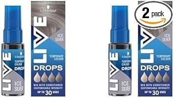 Live Schwarzkopf Colour Drops Vegan SemiPermanent Lasts 2 to 12 Washes Ice Silver 30 ml Pack of 2 - Image 1