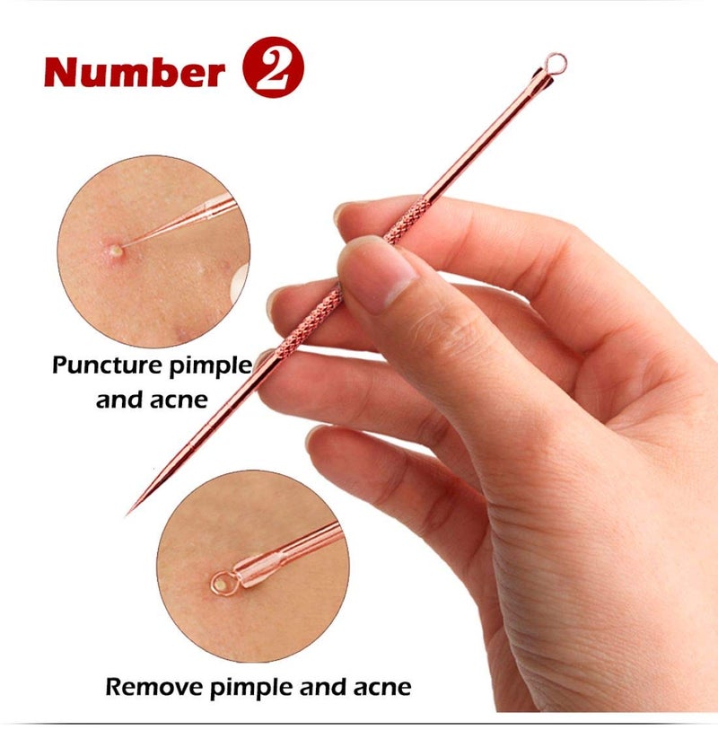 Digital Shoppy Lanbena Rose Gold Acne Removal Double Head Needle Pimple Blackhead remove Treatment Acne Needle Acne Remover Pull 4 pcs - Image 5