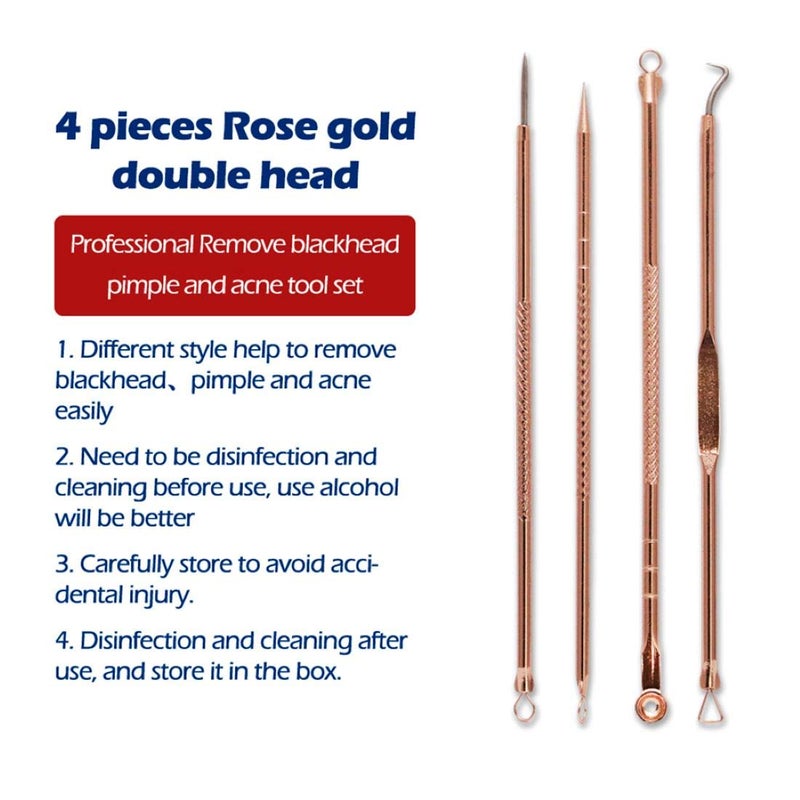 Digital Shoppy Lanbena Rose Gold Acne Removal Double Head Needle Pimple Blackhead remove Treatment Acne Needle Acne Remover Pull 4 pcs - Image 3