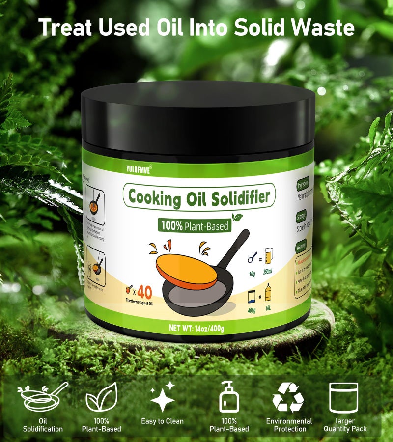 YULOFMVE Cooking Oil Solidifier, Solidifies Up to 40 Cups from Mess, 100% Plant-Based Used Oil Solidifying Powder, Grease Hardener Disposal for Kitchen - Image 3