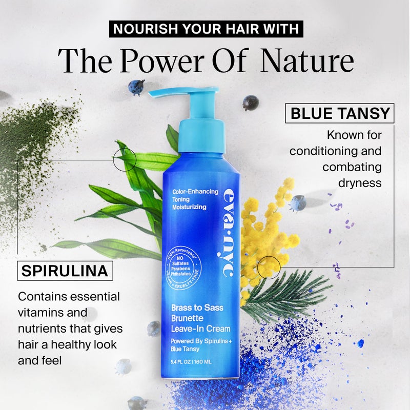 Eva NYC Brass to Sass Brunette Leave-In Cream for Color-Treated Hair, Vegan No-Rinse Toner for Brassy Orange Tones, 5.4 fl oz - Image 3