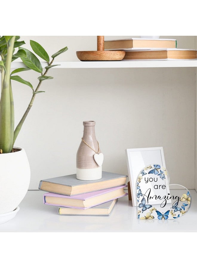 يوليجو هدية ملهمة بمناسبة عيد الميلاد، لافتة "أنت مدهش" مصنوعة من الأكريليك على شكل فراشة على شكل قلب، قطعة مركزية للطاولة على شكل فراشات ريفية لزملاء العمل والموظفين والمعلمين والطلاب (أزرق) - Image 5