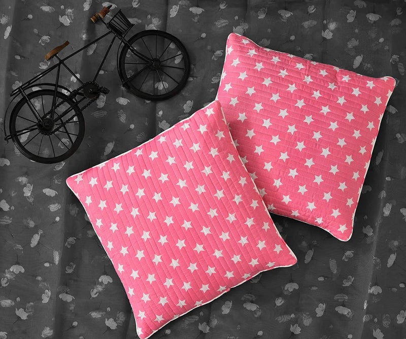 RRC Soft Cotton Quilted Reversible Cushion Covers 24x24 Inches, Set of 2 Piece Cushion Covers, Hidden Zipper for Easy Care - Image 1