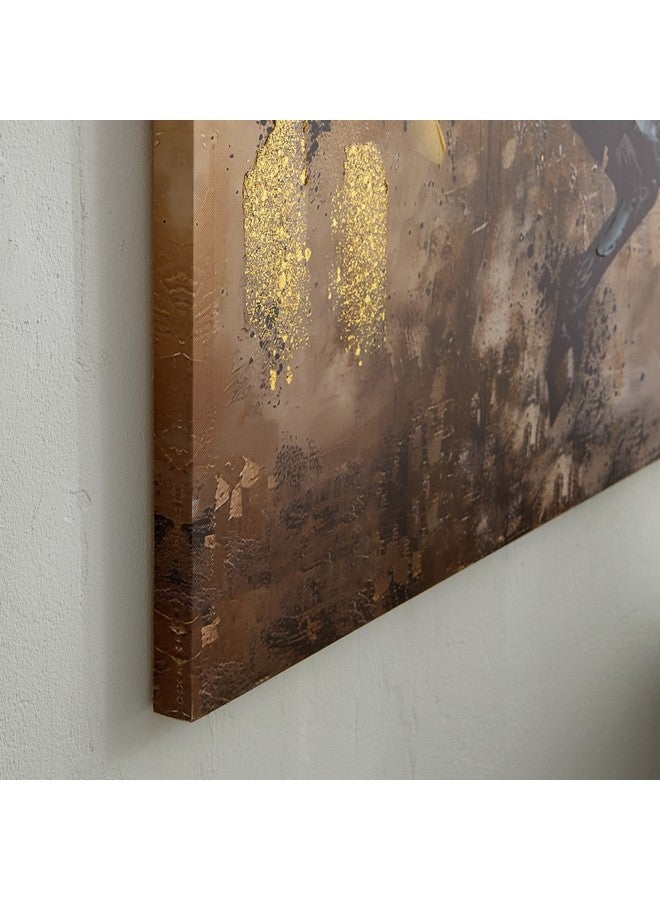 Home Box Nairobi Rearing Horse Foil Hand Painting Wall Art 90 x 2.5 x 60 cm  - Image 3