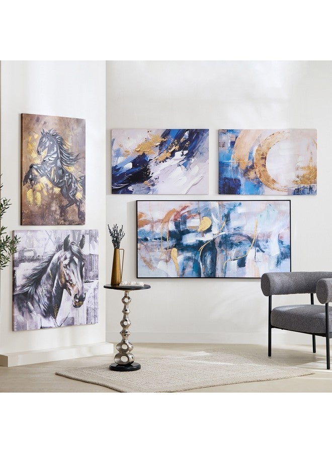 Home Box Nairobi Rearing Horse Foil Hand Painting Wall Art 90 x 2.5 x 60 cm  - Image 5