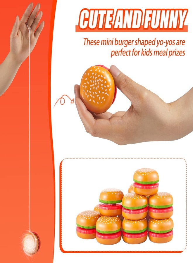Leitee 24 Pieces Hamburger Yo Yo Toys Plastic Yo Yo Burger Party Favors for Boys Girls Adults Birthday Party Favors Classroom Prizes Holiday Goodie Bag Fillers - Image 3