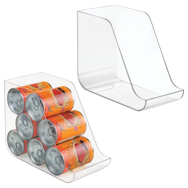 mDesign Can Organisers for Pantries Fridge Drawers Fridge Shelves Kitchen Storage Solutions for up to 7 Cans of Soda Food or Soups Kitchen Accessories Pack of 2 Clear