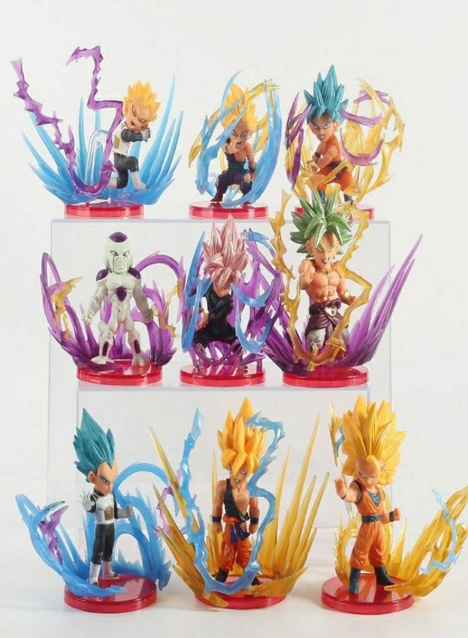 Tinion Dragon Ball Z 9-Piece Action Figure Set - Goku Gohan Lunchi Gogeta Hirudegan, 10cm Miniature Dolls for Car Dashboard, Office Desk, Study Table, Special Edition PVC - Image 1