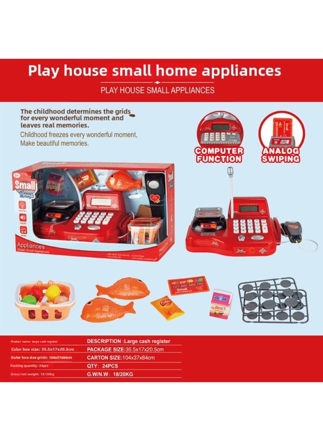 ألعاب تسجيل نقدي للأطفال من الأولاد والبنات، محاكاة التنوير والإدراك، لعبة منزل اللعب، محاكاة المطبخ، عربة التسوق - المواصفات: ألعاب تسجيل نقدي كبيرة 【750 جرام】 - Image 1