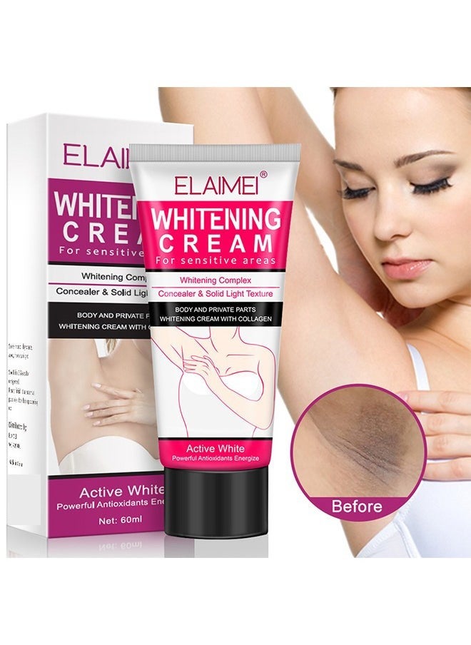 Elaimei Whitening Cream, For Body, Intimate Areas, Underarms, Armpit, Knees, Legs, Elbows And Inner Thigh, Dark Spot Corrector Skin Lightening Cream 60ml  - Image 1