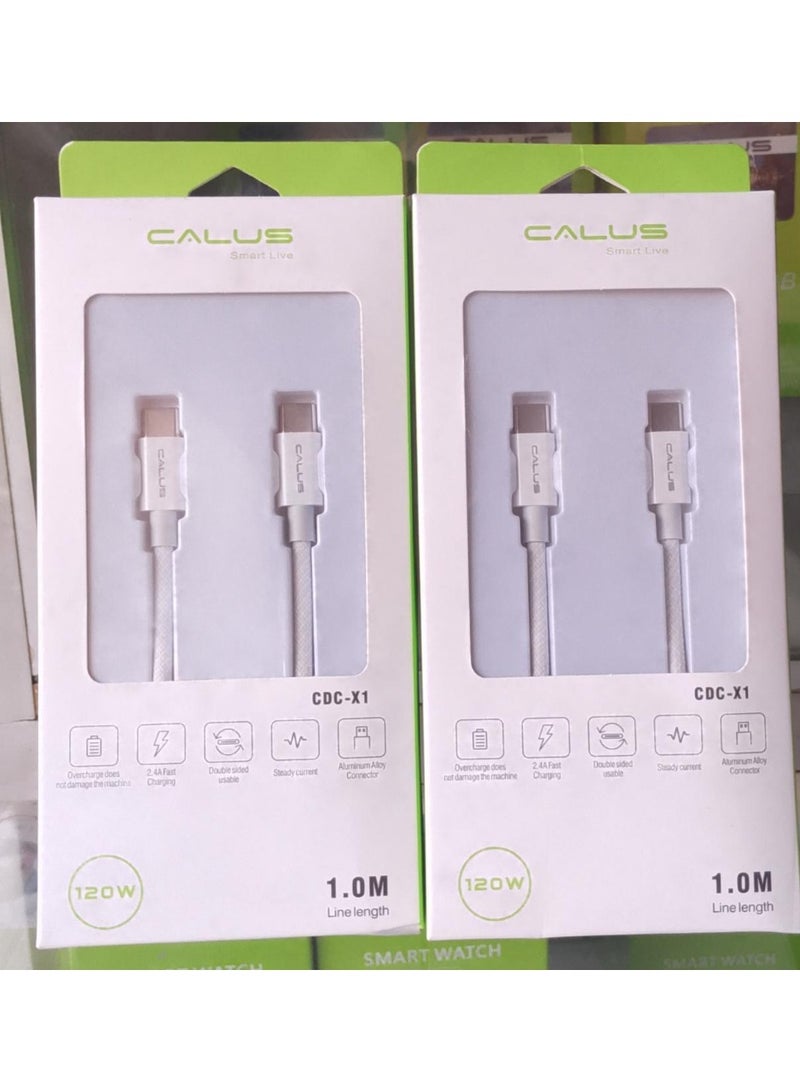 CALUS 120W USB-C to USB-C Fast Charging Cable, 1M PD Power Delivery Cord for Laptops, Tablets & Smartphones - Image 1