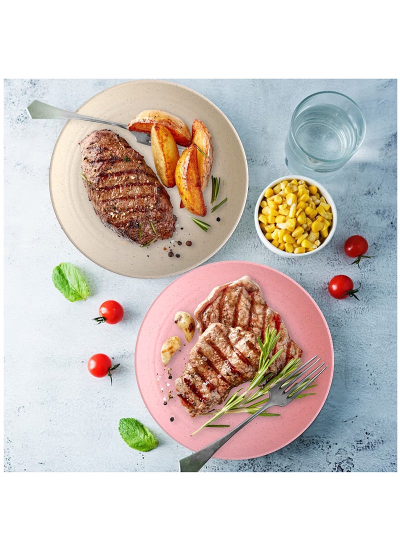 KASTWAVE Dinner Plates Set 4 Pack 8" Plastic Unbreakable Plates Set for Family Party Picnic Home Dishwasher Microwave Safe - Image 2