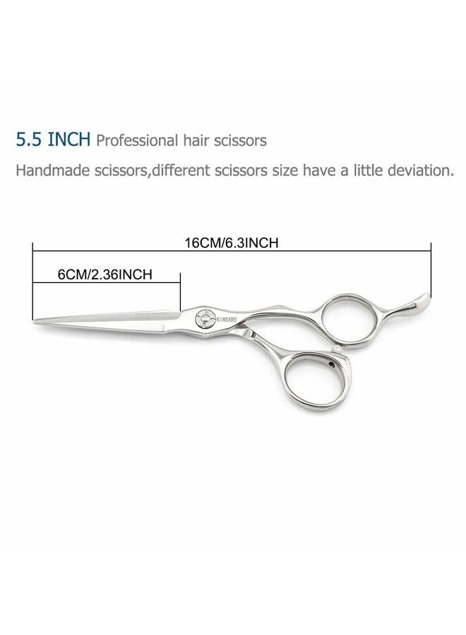 KINSARO Barber Scissors 5.5" Professional Hair Scissors Hair Cutting Shears Hair Cutting Scissors Haircut Shears 440C Barber Shears Hairdresser Scissors Sharp Hair Scissors Bearing Screw KINSARO - Image 2
