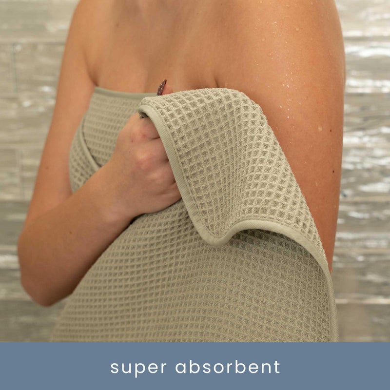 S&T INC. Aura Microfiber Waffle Bath Towels, 4 Pack, Quick-Dry, Ultra Absorbent, Lightweight Towels for Bathroom, Gym, Travel and Beach, 30 inches x 60 inches, 420GSM, Beige - Image 3