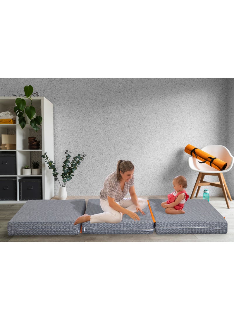 COMFY 180 X 90 X 7CM PREMIUM QUALITY LUXURIOUS GREY KNITTED FOLDING MATTRESS - Image 1