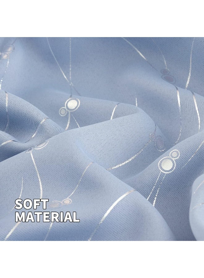 BGment Bgress غرفة الستائر الستائر 84 بوصة طويلة جروميت الستائر تعتيم معزولة حرارية مع خط الموجة ونقاط مطبوعة لغرفة النوم 2 لوحات كل 42 × 84 بوصة أزرق فاتح - Image 4