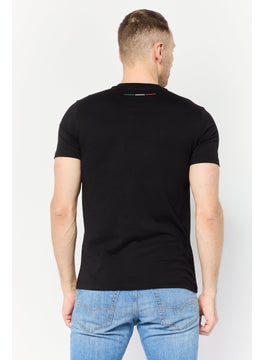 LAMBORGHINI Men Crew Neck Short Sleeves Graphic Printed T-Shirt, Black  - Image 2