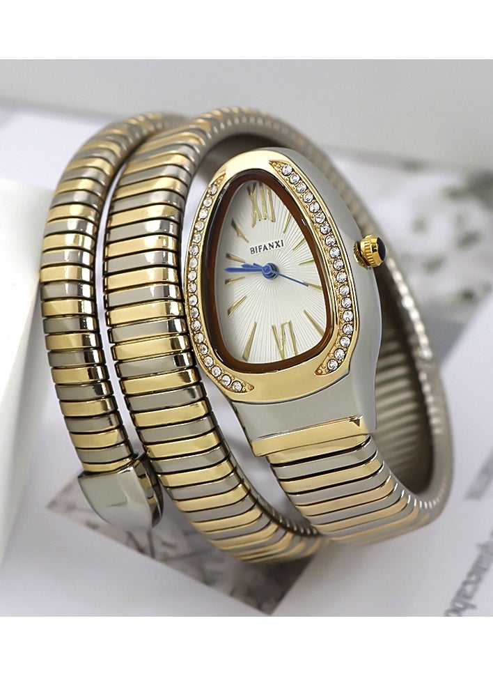 BIFANXI Women's Oval Watch, Snake Quartz Watch, Fashionable and Versatile Diamond Watch  - Image 4