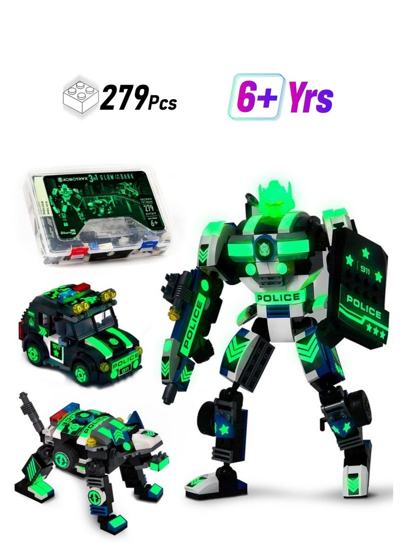 JitteryGit Robot Police Mech Glow In The Dark Toy Cop Gift, Swat Action Figure Buildable Stem Building Superheroes Soldier - Cool Present For Boys, Girls, Kids, Children Ages 6 7 8 9 10 Year Olds - Image 1