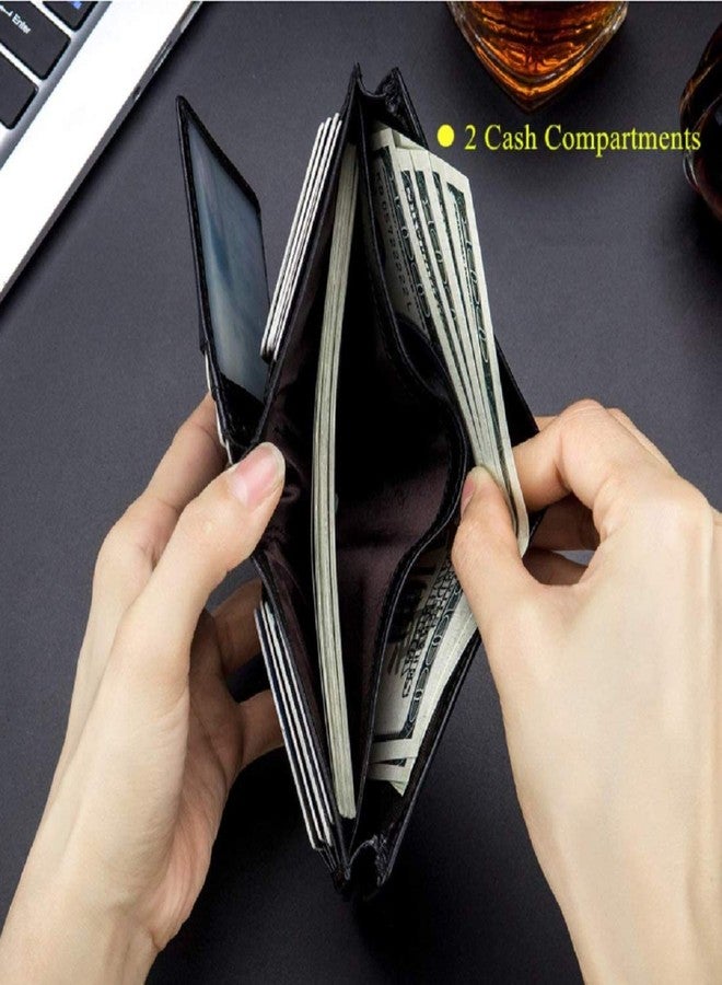 كونتاكتس محفظة رجالية من الجلد الطبيعي من كونتاكتس | محفظة مانعة لتقنية RFID للرجال | تتسع لما يصل إلى 15 بطاقة ونافذة واحدة لبطاقة الهوية | سعة كبيرة تتسع لـ 50 ورقة نقدية (أسود) - Image 5