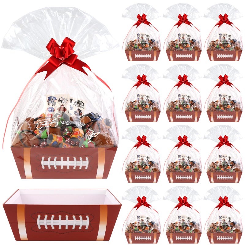 Kolewo4ever 36 Pieces 12 Pack Football Baskets for Gifts Empty Football Senior Night Baskets 8x10inch Gift Basket Kit for Gifts Empty to Fill for Sport Party Holiday Gift Packaging - Image 2