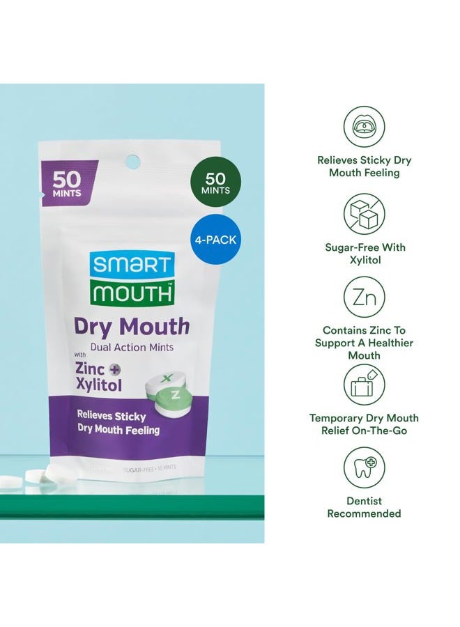 SmartMouth Dry Mouth Dual-Action Mints - Sugar-Free - 50 Count, 4 Pack, Mellow Mint - Image 4