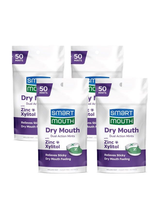 SmartMouth Dry Mouth Dual-Action Mints - Sugar-Free - 50 Count, 4 Pack, Mellow Mint - Image 1