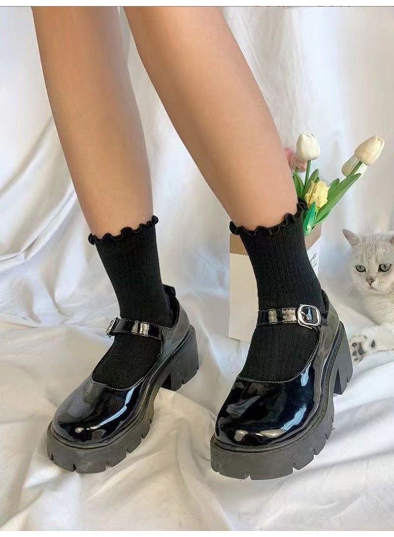 DEYVI 6 Pairs of Ruffle Socks Women, Cute Ruffle Ankle Socks - Image 3