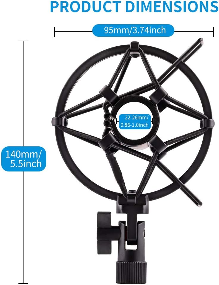 LYRCRO Microphone Shock Mount Holder Clip Mic Anti-Vibration for 22mm-26mm Diameter Dynamic Mic Like Shure SM58 58S SM57 PAG48 Sennheiser E835 E845 AKG D5S Samson Q7 Q8 Behringer Xm8500 - Image 3
