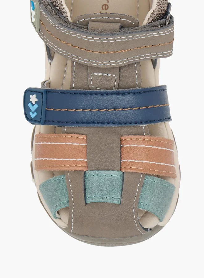 بيرفيت Colourblock Strap Sandals with Hook and Loop Closure