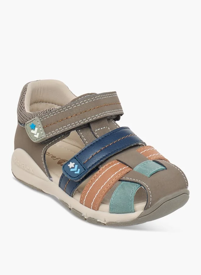 بيرفيت Colourblock Strap Sandals with Hook and Loop Closure