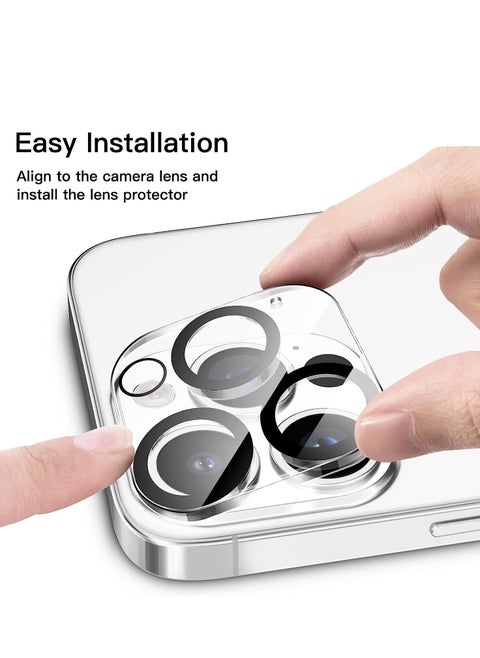Clear Camera Lens Protector for iPhone 14 Pro and iPhone 14 Pro Max, Shatterproof, Ultra-thin Aluminum Alloy Ring, Camera Lens Protective Film