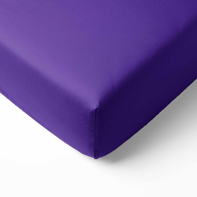 Bacati Solid Purple Fitted Crib Sheet 28 x 52 Soft Breathable Girls 100 Cotton Percale Sheet Purple for Girls Fits US Standard Crib and Toddler Bed mattresses