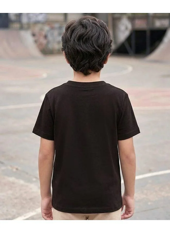 Pine Kids Pine Kids Cotton Knit Half Sleeves T-Shirt with Sport Print - Black