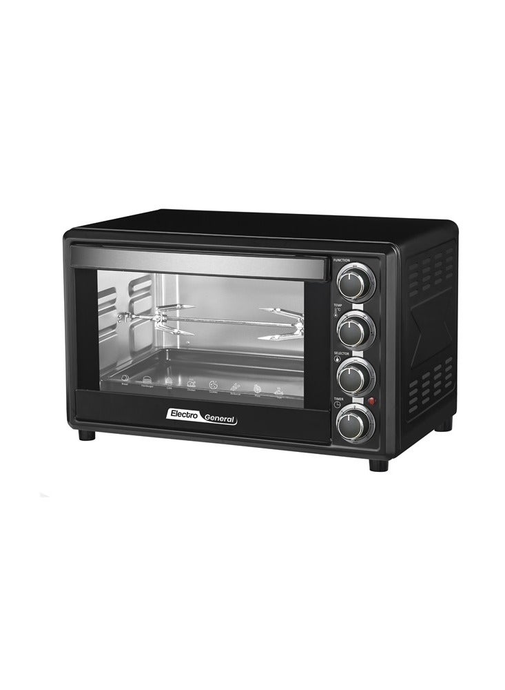 الكترو جنرال فرن كهربائي 30 لتر، 1600 وات، وظيفة الشواء، درجة حرارة قابلة للتعديل (100-230 درجة مئوية)، مؤقت 60 دقيقة مع جرس تنبية، باب زجاجي مزدوج، عناصر تسخين متينة من الفولاذ المقاوم للصدأ، اضاءة داخلية - 30 لتر وأداء قوي مع 1600 وات SVN-30RML أسود - Image 4