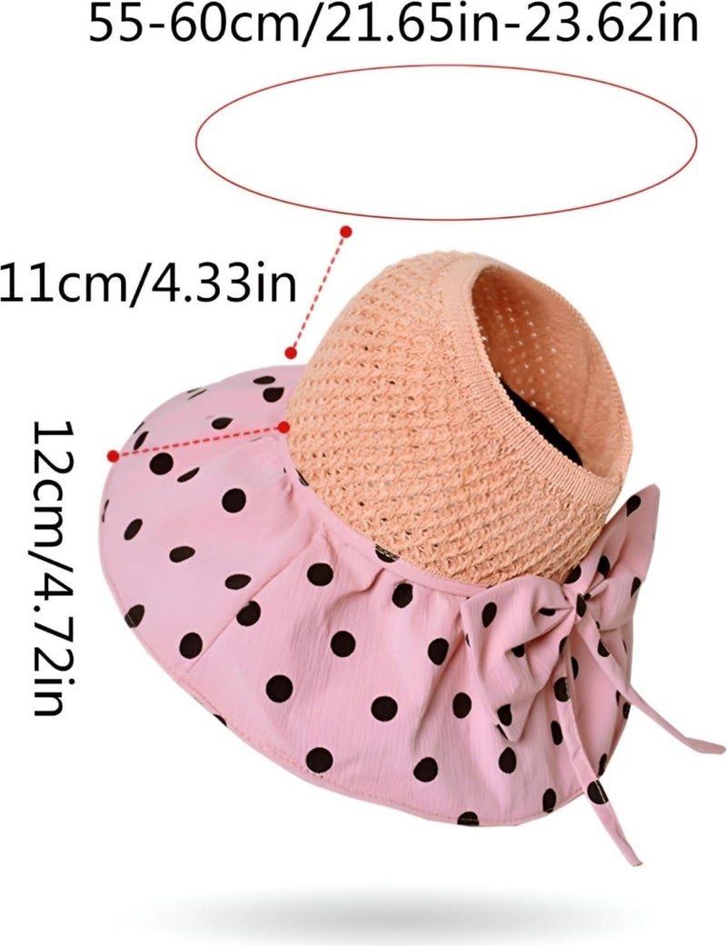 Women's Wide Brim UV Protection Polka Dot Foldable Hat
