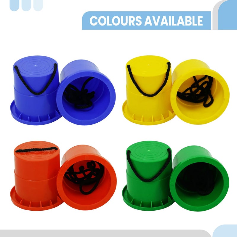 GISCO Stepping Bucket Balance Jumping Stilts Training Sports Toys for Kids (Set of 2) | Color - Red | Stepper Toys | Steppers Agility Toy | Plastic Balancing Stilts - Image 4