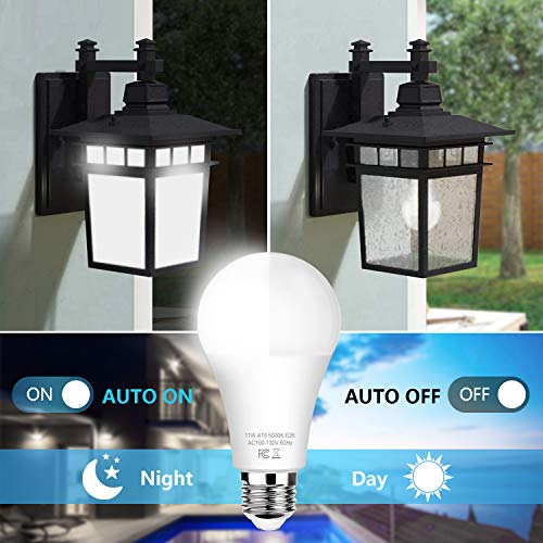 Brightever 6-Pack Dusk to Dawn LED Light Bulbs, A19 11W(100Watt Equivalent), E26 Basic Automatic On/Off, 1200LM, Daylight White 5000K Smart Sensor Lights, Outdoor for Porch Garage Yard Patio Garden - Image 2