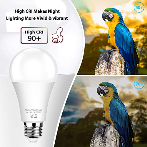 Brightever 6-Pack Dusk to Dawn LED Light Bulbs, A19 11W(100Watt Equivalent), E26 Basic Automatic On/Off, 1200LM, Daylight White 5000K Smart Sensor Lights, Outdoor for Porch Garage Yard Patio Garden - Image 5