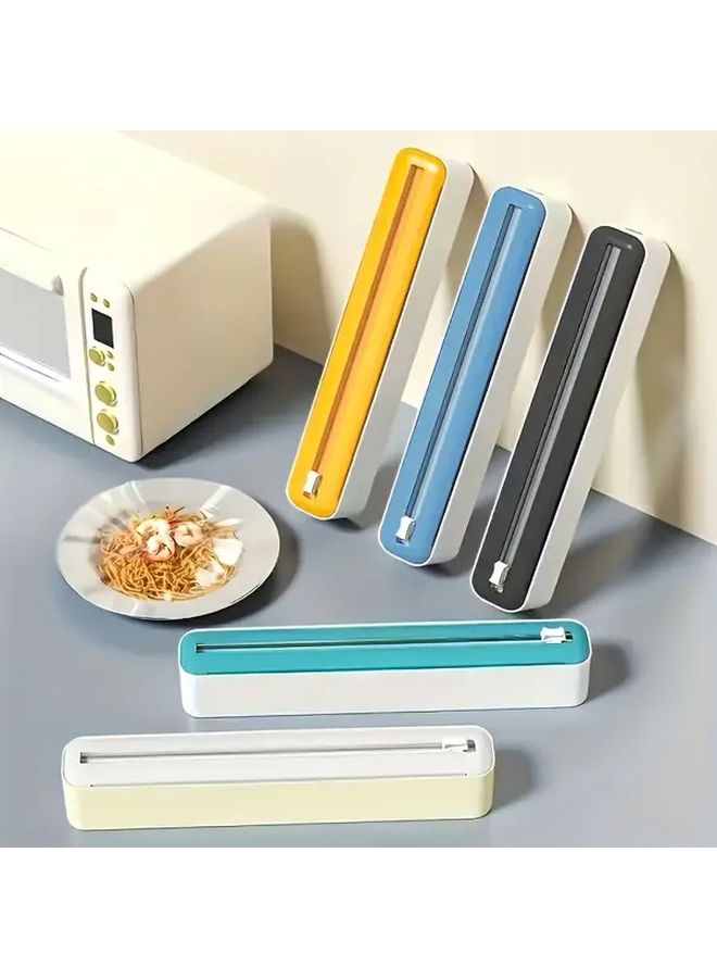 Magnetic 2 In 1 Kitchen Wrap Dispenser And Cutter With Sliding Blade Black - Image 4