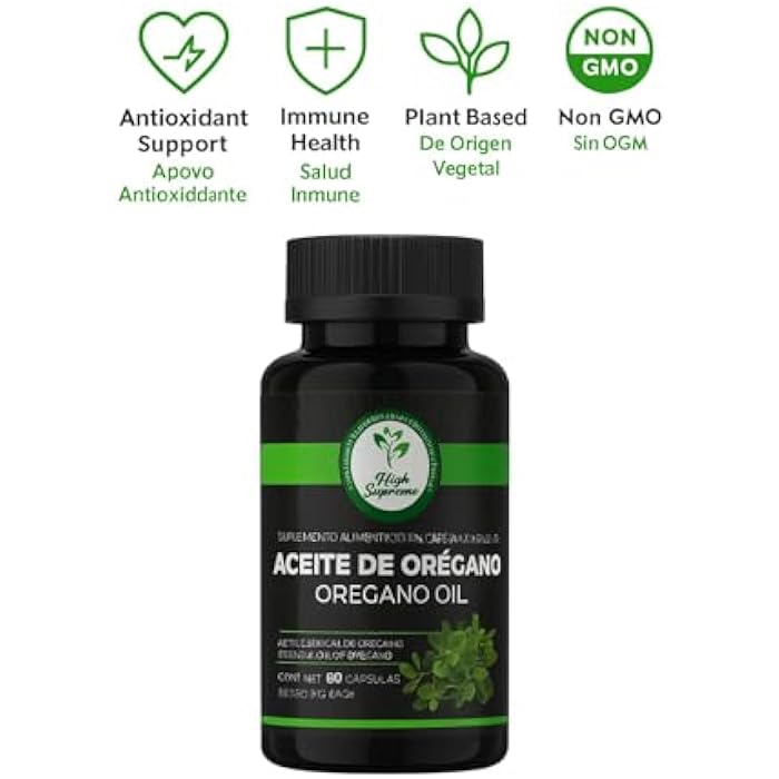 HIGH SUPREME Oregano Oil Capsules – 60 Capsules (500 mg Each) – Essential Oil of Oregano – Antioxidant & Immune Support – Natural Plant-Based Supplement – Non-GMO - Image 5