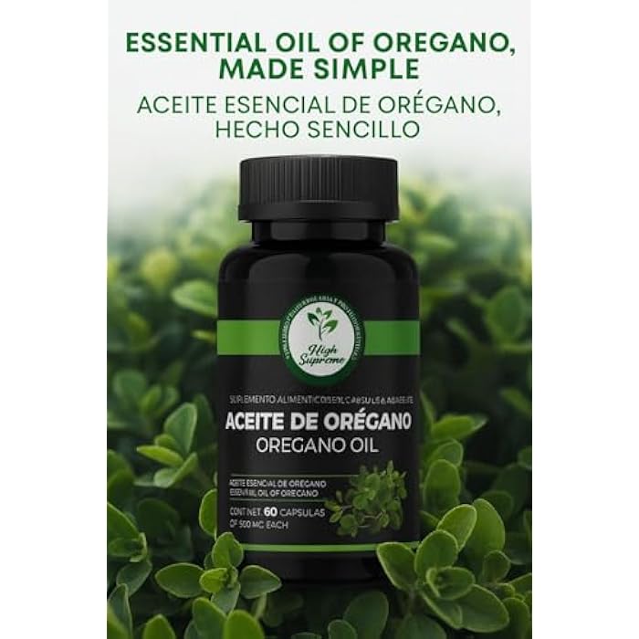HIGH SUPREME Oregano Oil Capsules – 60 Capsules (500 mg Each) – Essential Oil of Oregano – Antioxidant & Immune Support – Natural Plant-Based Supplement – Non-GMO - Image 2