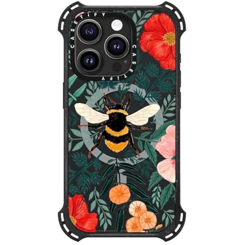 Casetify Bounce iPhone 15 Pro Case 【6X Military Grade Drop Tested / 21.3ft Drop Protection/Compatible with Magsafe】 - Bee in The Flowers - Triple Black - Image 4
